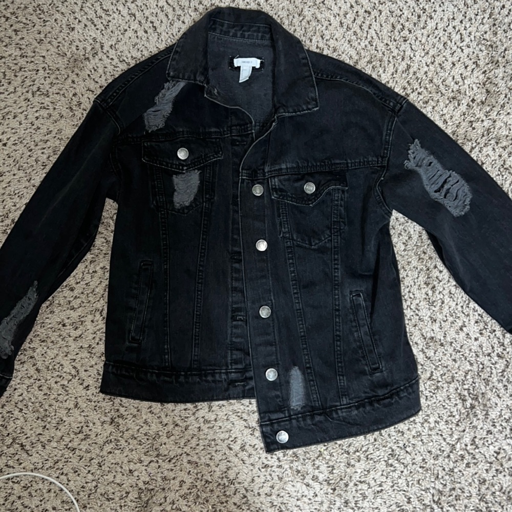 Distressed jean jacket